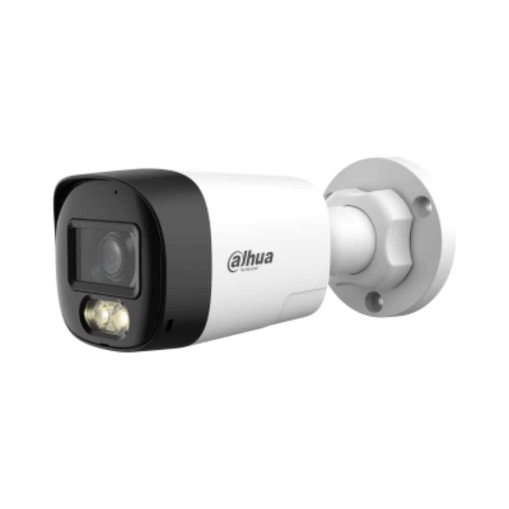 DAHUA Cámara Bullet Full Color de 5 Megapixeles/ Audio 2 vías/ Iluminador Dual Inteligente Mediante IR y Luz Calida/ Leds para 20 Metros/ DNR Para Reducción de Ruido en Imagen/ WDR de 120 dB/ Lente de 2.8 mm/ Policarbonato