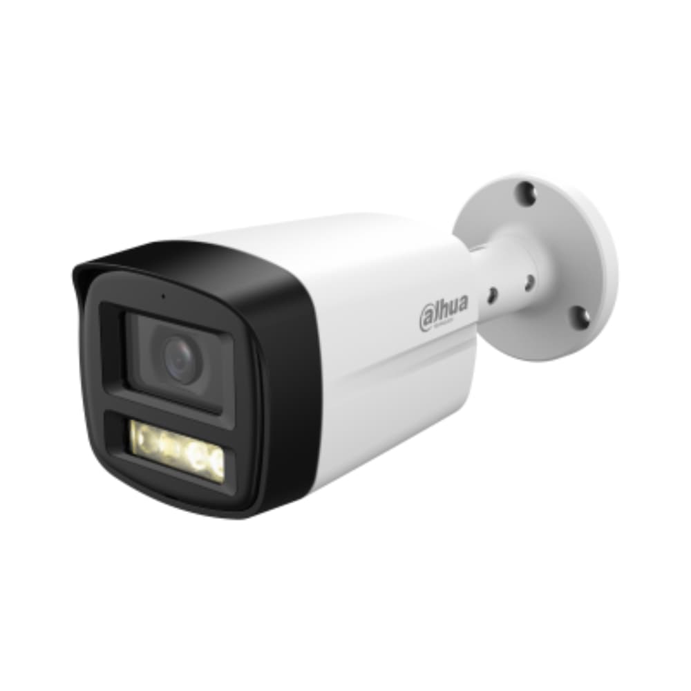 DAHUA Cámara Dahua Tipo Bala de foco fijo HDCVI inteligente con luz dual de 5 MP, 25 fps, Luz dual inteligente, 40 m de distancia de iluminación, Micrófono incorporado, Lente fija 2,8 mm, CVI/CVBS/AHD/TVI conmutable, IP67, 12 VCC