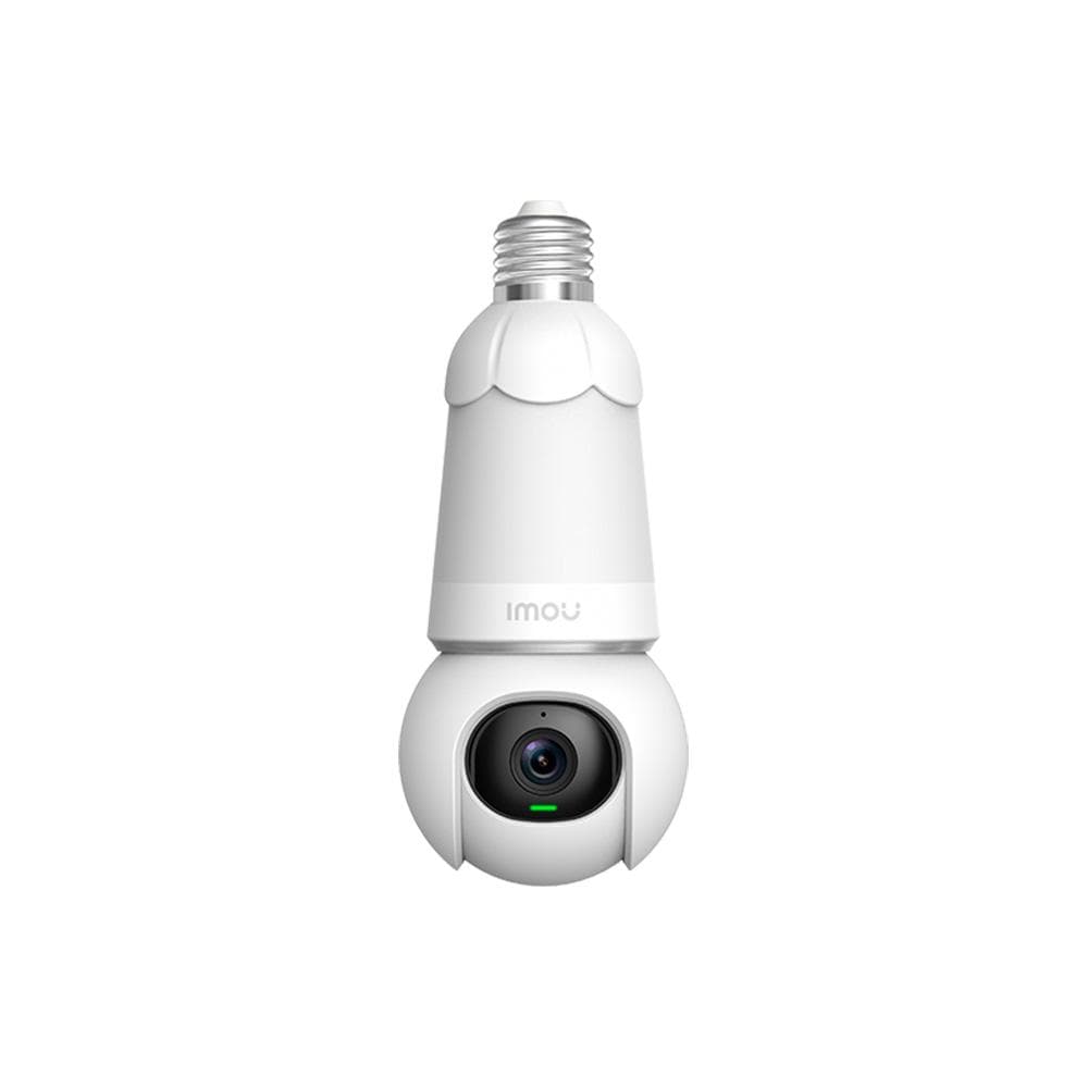 IMOU Bulb Cam IMOU Full Color 5MP DOMO WIFI 3K IR 25M Wi-Fi Lente 2.8mm 98° (H), 54° (V), 0~340° Pan, 90°Tilt, Smart IR: 25m DWDR, Compresion: H.265/H.264, Slot MicroSD hasta 256GB, Sirena de Alerta, AI (Deteccion de humano / Vehiculo), Audio 2 vias