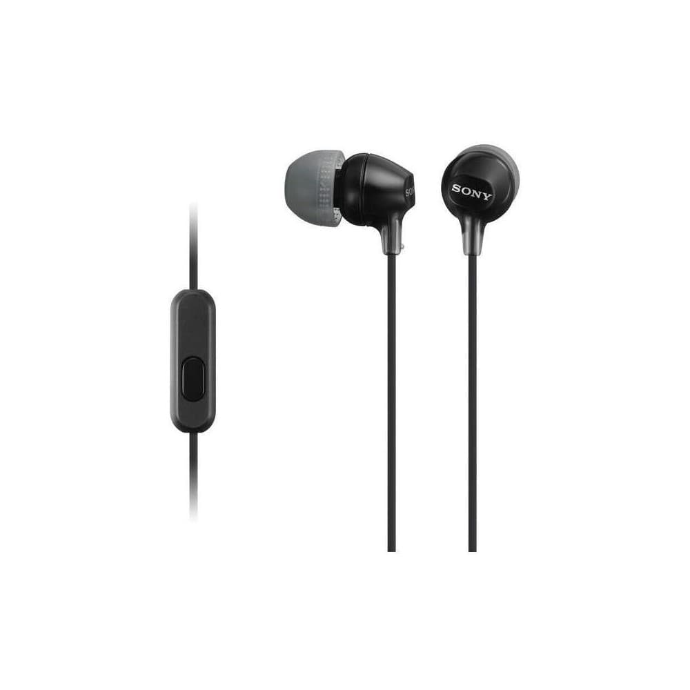 SONY Audífonos Sony internos MDR-EX15AP Color Negro de silicona de ajuste seguro. (con micrófono)