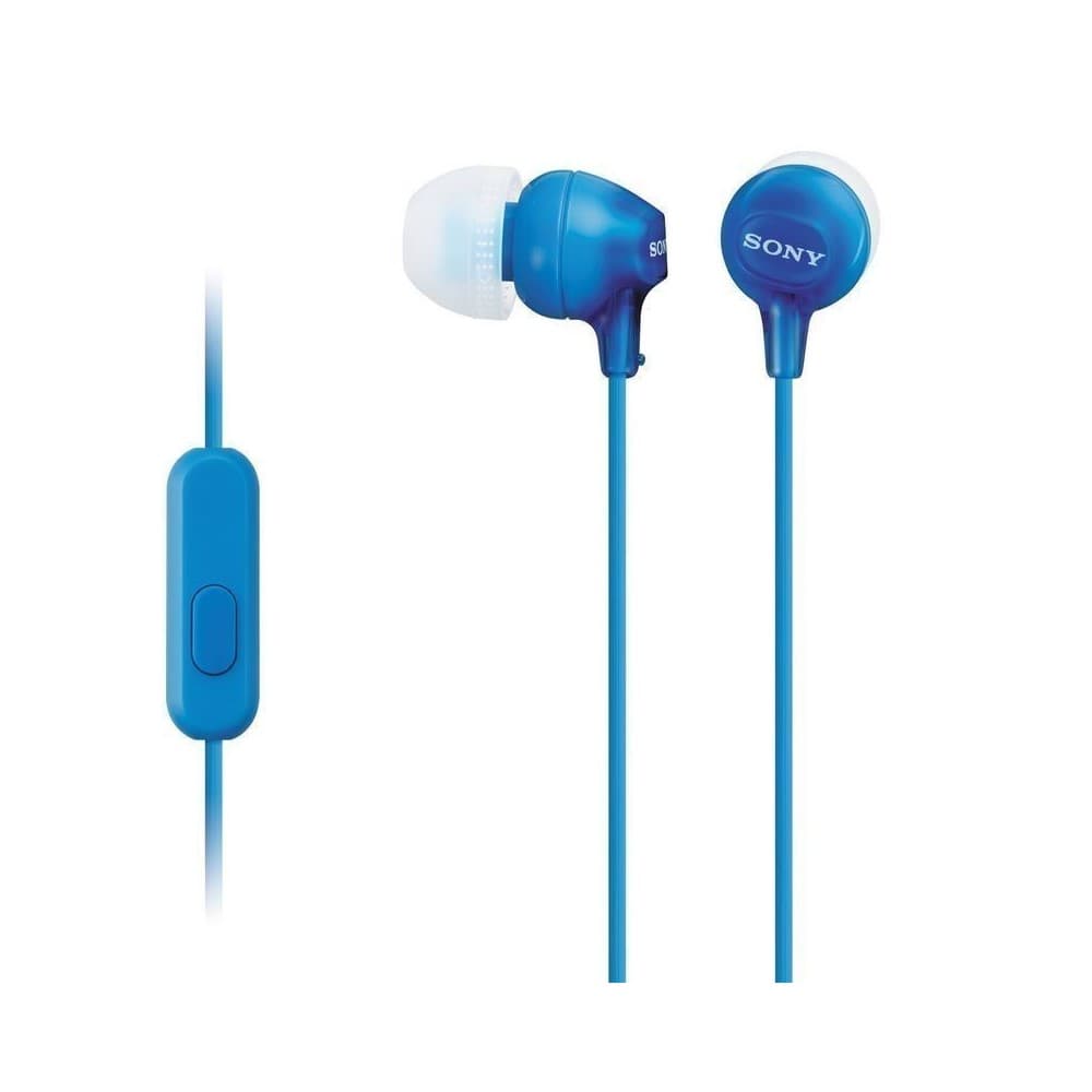 SONY Audífonos Sony internos MDR-EX15AP Color Azul de silicona de ajuste seguro. (con micrófono)