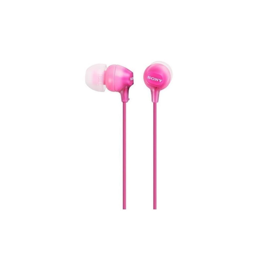 SONY Audífonos Sony internos MDR-EX15AP Color Rosado, de silicona, ajuste seguro, micrófono integrado de alta calidad