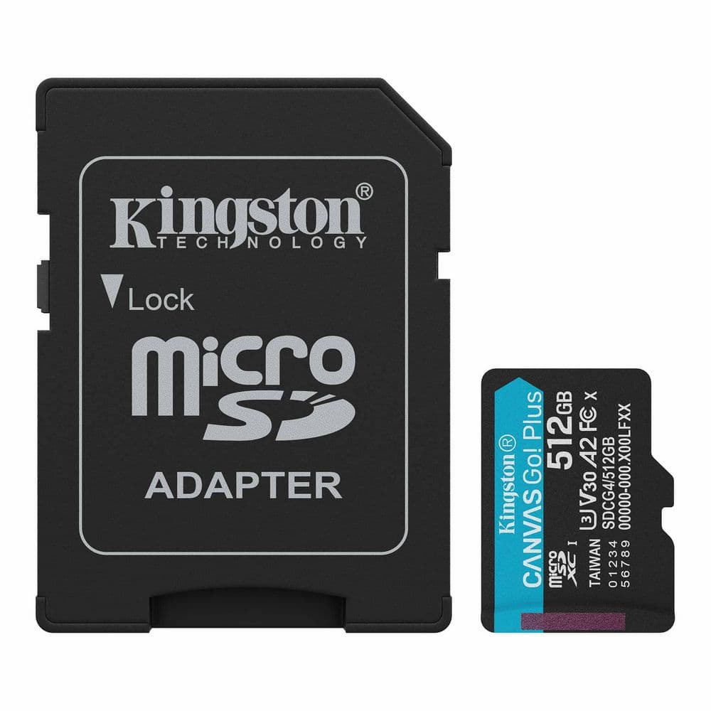 KINGSTON DIGITAL Memoria micro sd 512GB Canvas Go Plus Gen4 200MB/s A2 U3 V30 Card + Adapter